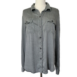 Calvin Klein Gray Button Modal Top Sz M (see measurements) Office Career Preppy